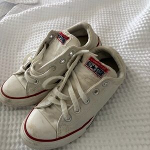 Converse Kids White Canvas Low-Top Sneakers with Red Accents